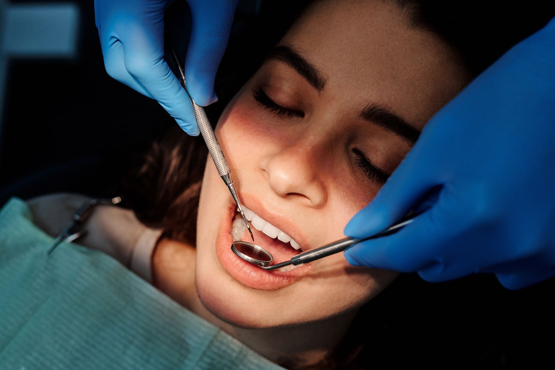 Cosmetic dental treatment in progress